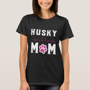 Husky Mama Heart Beat W Paw T-Shirt
