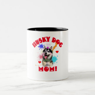 Husky Mama Hund Lover Beste Hunde Mama je Zweifarbige Tasse