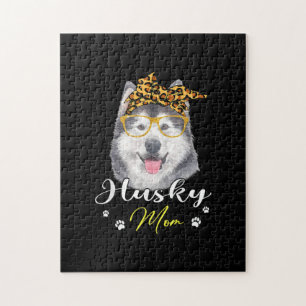 Husky-Mama Leopard Print Hund Liebhaber Geschenk Puzzle