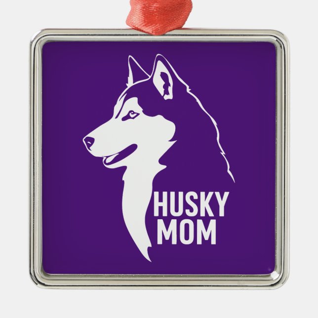 Husky-Mama Ornament Aus Metall (Vorne)