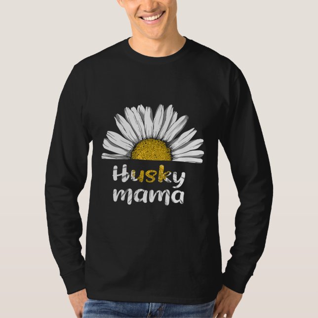 Husky Mama White Blume T-Shirt (Vorderseite)