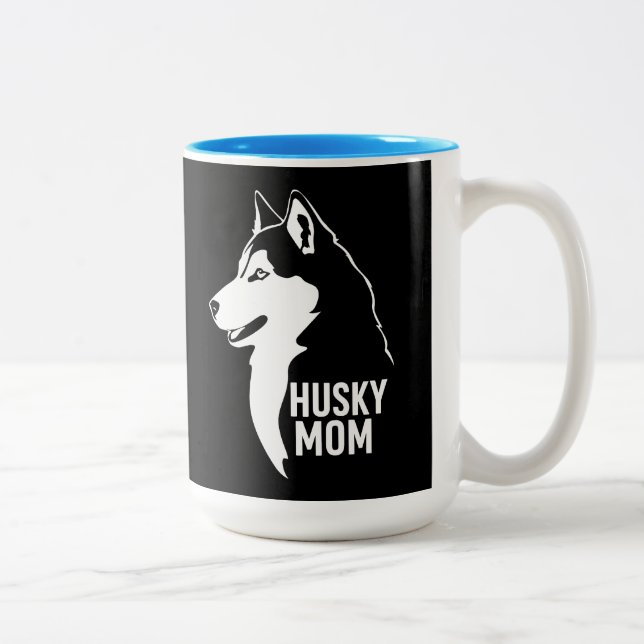 Husky-Mama Zweifarbige Tasse (Rechts)