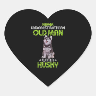 Husky |Männer Vintag unterschätzen nie einen alten Herz-Aufkleber