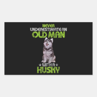 Husky |Männer Vintag unterschätzen nie einen alten Rechteckiger Aufkleber