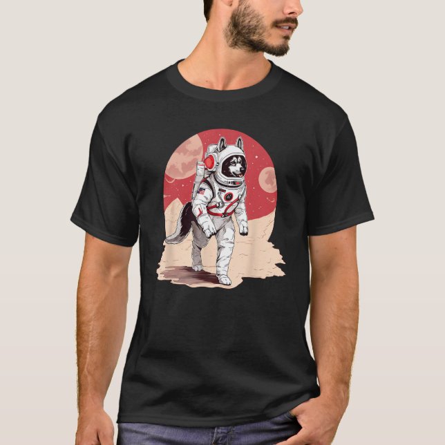 Husky Mars Funny Dog Astronaut T-Shirt (Vorderseite)