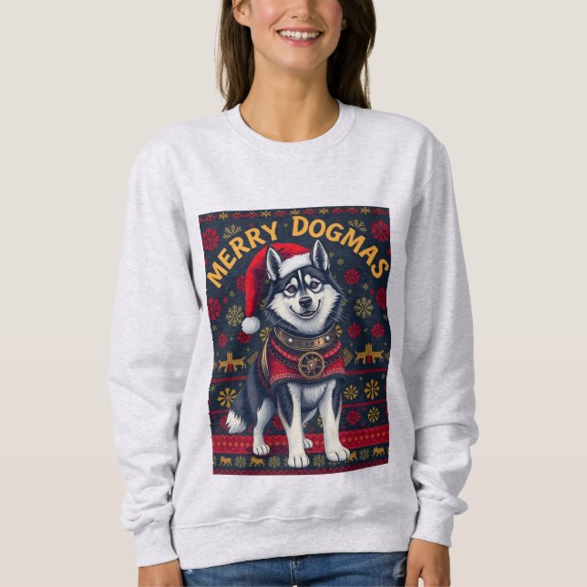 Husky Merry Dogmas Sweatshirt (Vorderseite)