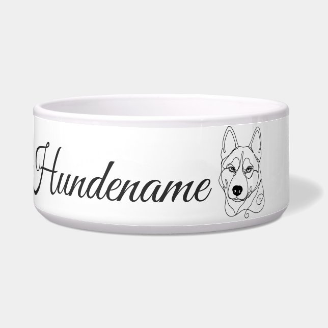 Husky Minimalist Line Art personalized bowl Napf (Vorderseite)