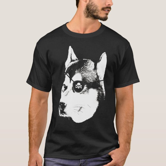 Husky mit Augenpflaster T-Shirt (Vorderseite)