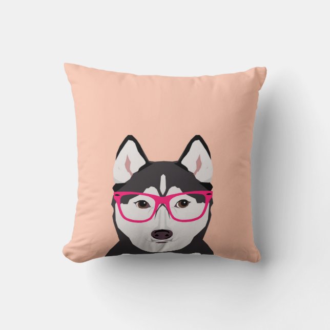 Husky mit Brille - Hund mit Hipster-Brille Kissen (Vorderseite)