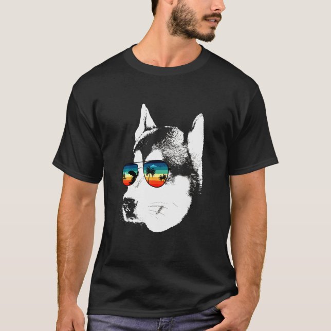 Husky mit Brillengläser T-Shirt (Vorderseite)
