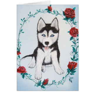 Husky mit Rose
