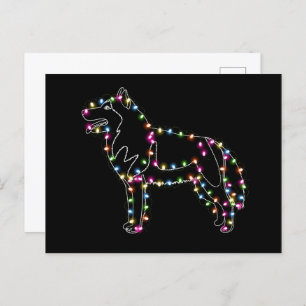 Husky mit Weihnachts-Licht Husky Lover frohe Weihn Postkarte