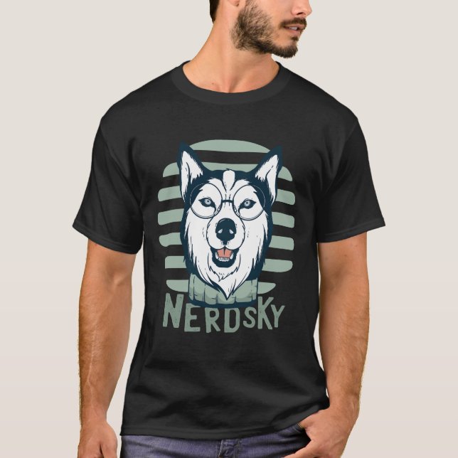 Husky-Nerd mit Brille T-Shirt (Vorderseite)