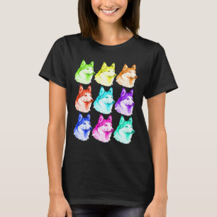 Husky Niedlich Dog Colorful Art Puppy T-Shirt