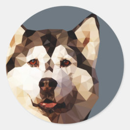 Husky-niedrige Polykunst Runder Aufkleber