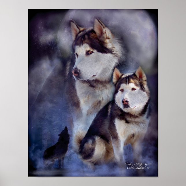 Husky - Night Spirit Art Poster/Print Poster (Vorne)