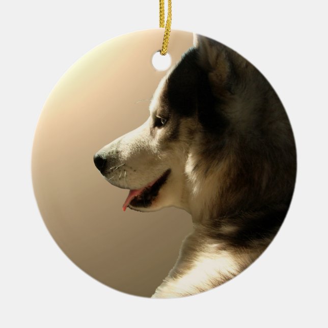 Husky-Ornament-Malamute Keepake-Hunde-Geschenke Keramik Ornament (Vorne)