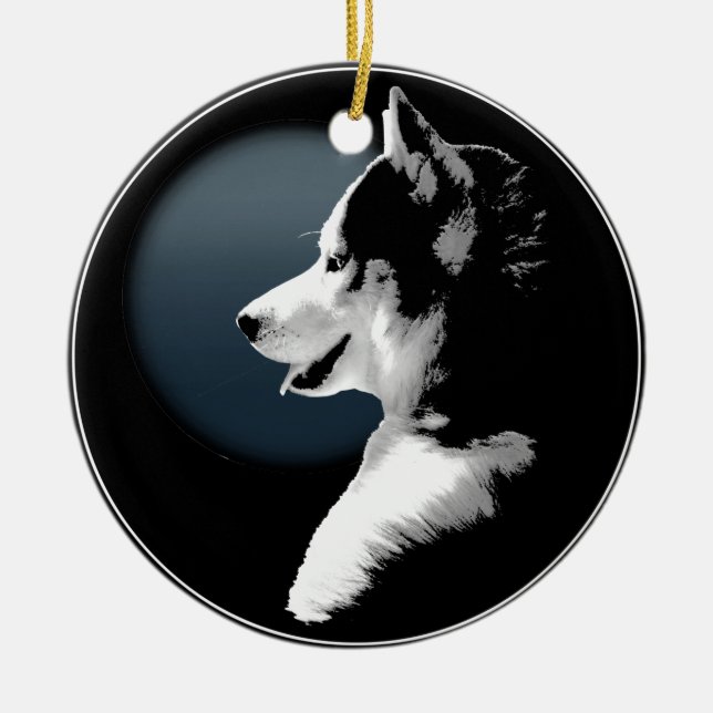 Husky-Ornament Personalisierter Wolf-Dekoration Keramik Ornament (Vorne)