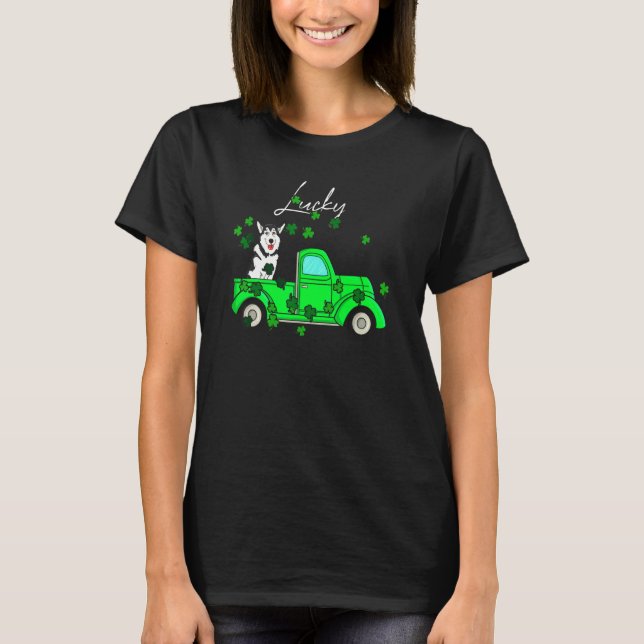 Husky Patricks Day Irish C T-Shirt (Vorderseite)
