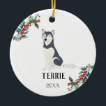 Husky Personalisiert Christmas Dog Keramik Ornament<br><div class="desc">Husky Personalisierter Weihnachtshund Ornament</div>