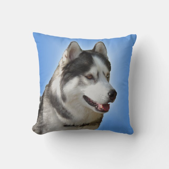Husky Pillow Siberian Husky Malamute Pillows Gesch Kissen (Vorderseite)