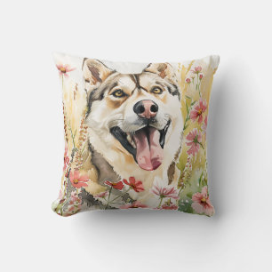 Husky Pillow - Watercolor Dog Zuhause Décor Kissen