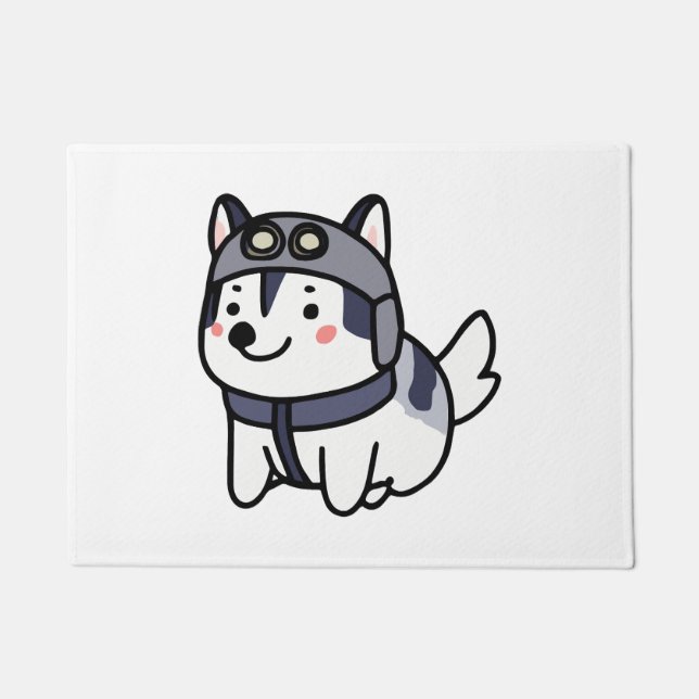 Husky Pilot Hund Lover Malamute Fußmatte (Vorderseite)