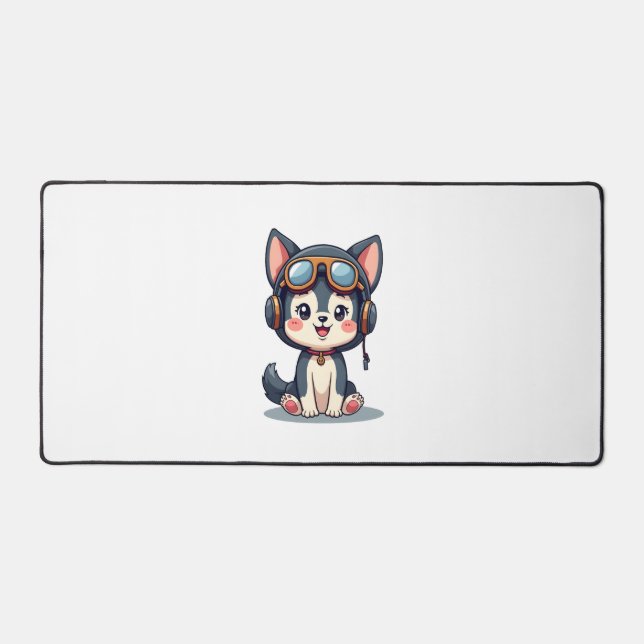 Husky Pilot Hund Lover Malamute Schreibtischunterlage (Vorderseite)