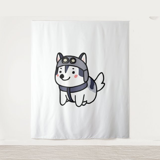 Husky Pilot Hund Lover Malamute Wandteppich (Vorderseite)
