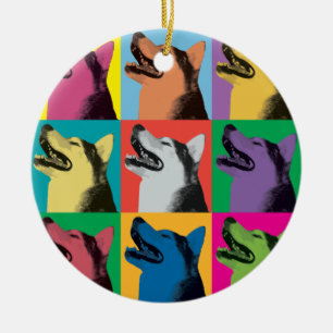 Husky-Pop-Art-Verzierung Keramik Ornament