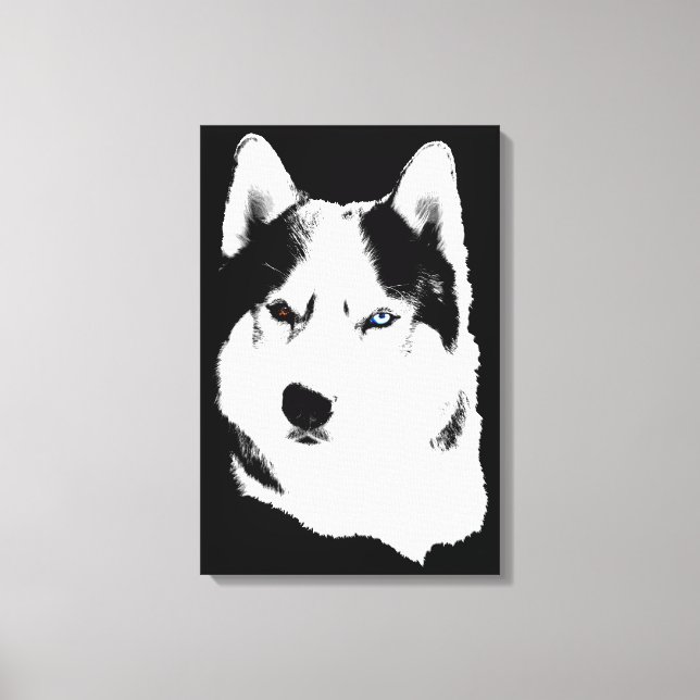 Husky Print Stretched Husky Malamute Dog Leinwand (Vorderseite)