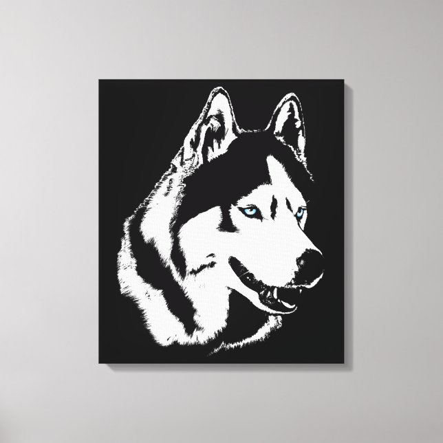 Husky Print Stretched Siberian Husky Dog Leinwand (Vorderseite)