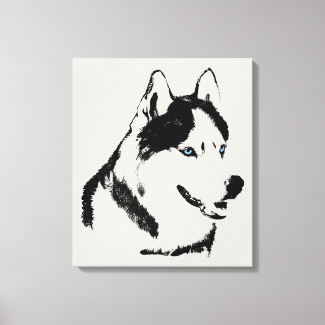 Husky Print Stretched Siberian Husky Dog Leinwand (Vorderseite)