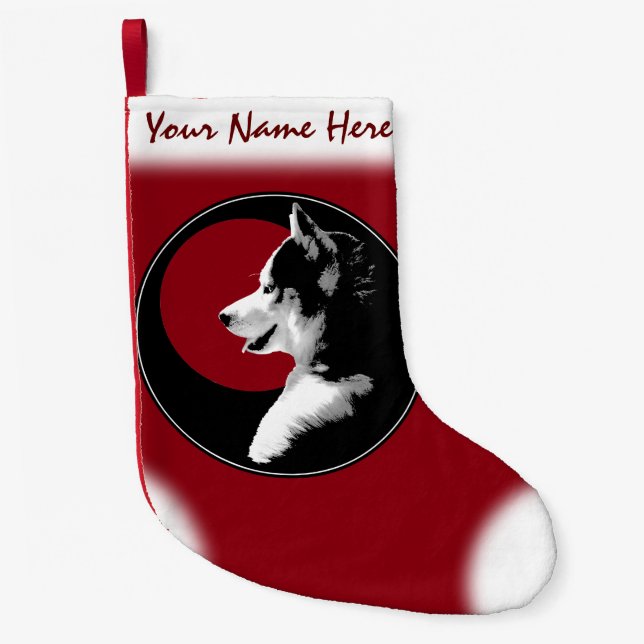 Husky Pup Christmas Strumpf Custom Husky Strumpf Kleiner Weihnachtsstrumpf (Vorderseite)