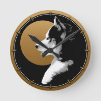 Husky Pup Clock gibt Dekoration Schlittenhundehalt
