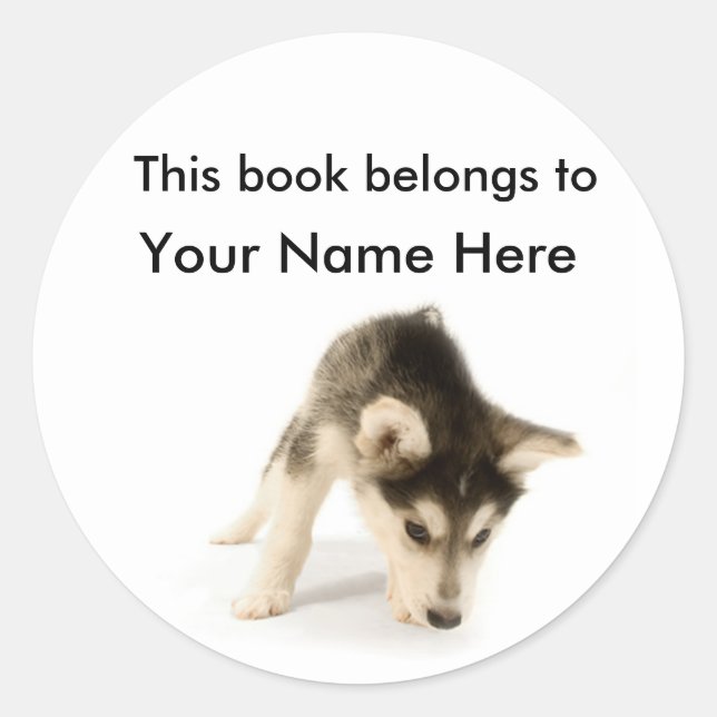 Husky Puppy Buchzeichen Sticker (Vorderseite)