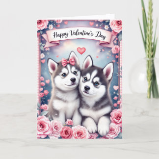 Husky Puppy Dogs Valentine's Day Greeting Card Karte
