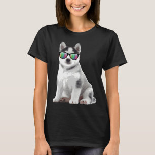 Husky Puppy Sunglasses Hunde Tiere T-Shirt
