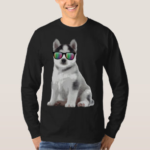 Husky Puppy Sunglasses Hunde Tiere T-Shirt