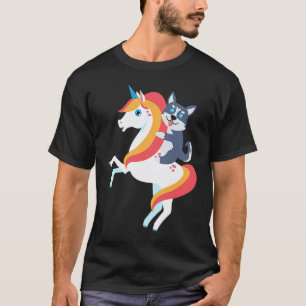 Husky-Reitendes-Einhorn-Cute-Hunde-Halloween-Kostü T-Shirt