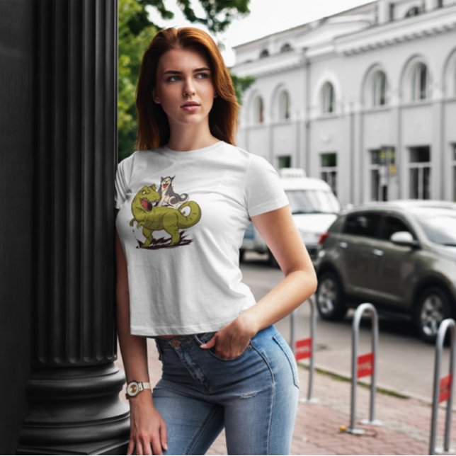 Husky Riding Dinosaur T-Shirt (Von Creator hochgeladen)