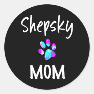 Husky Shepsky Mama Husky Mix Hund Runder Aufkleber