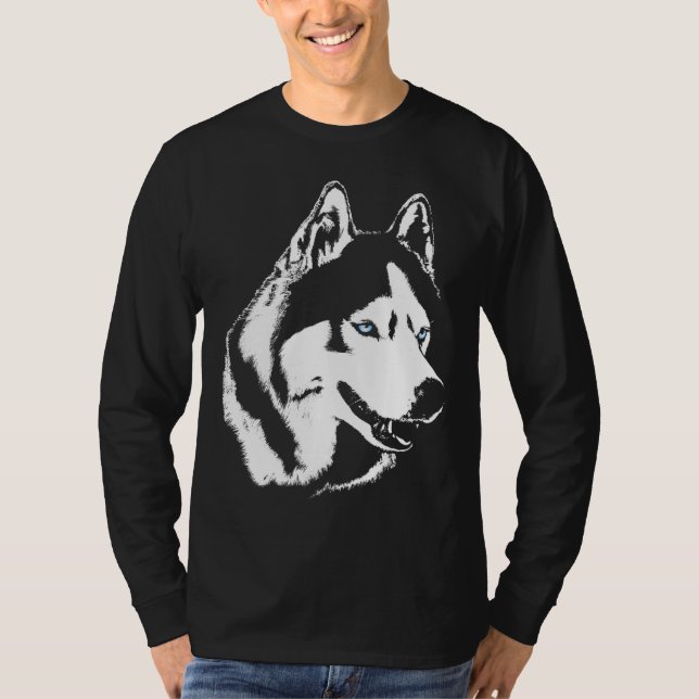 Husky Shirt Wolf Art Long Sleeve T-Shirt Hundeshir (Vorderseite)