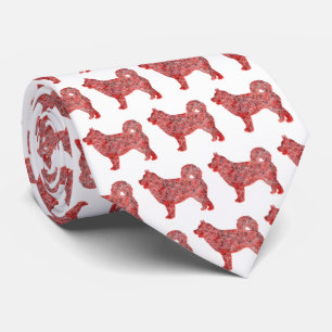 Husky Siberian Dog Christmas Silhouette White Neck Krawatte