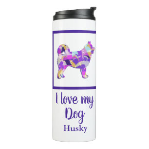 Husky Siberian Niedlich Dog Silhouette Lila PY&B Thermosbecher