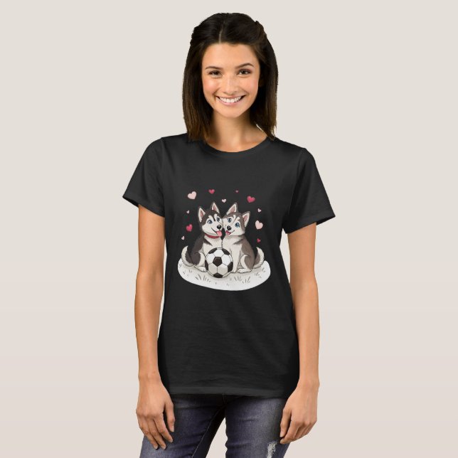 Husky Siberiano with soccer ball T-Shirt (Vorne ganz)
