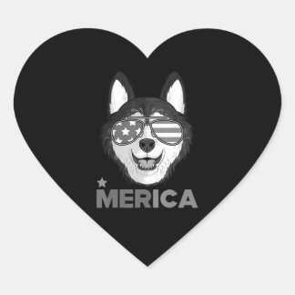 Husky | Siberischer Husky Merica 4. Juli Geschenk Herz-Aufkleber