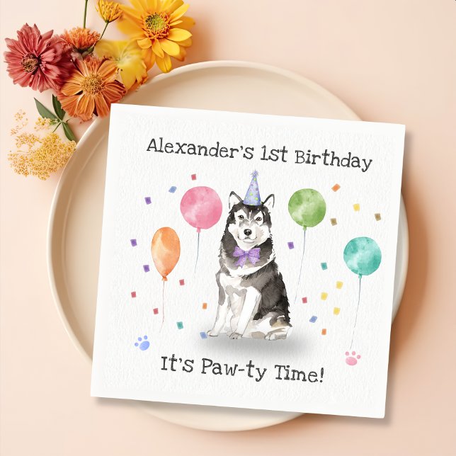 Husky Sibir Dog Birthday Party Serviette (Von Creator hochgeladen)