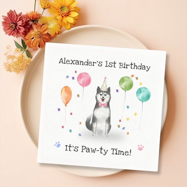 Husky Sibir Dog Birthday Party Serviette (Von Creator hochgeladen)