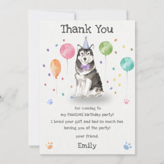 Husky Sibir Welpe Hund Geburtstag Danke Karte